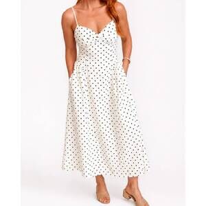 NEW B.RIGHT sorrento polka dot dress in cream